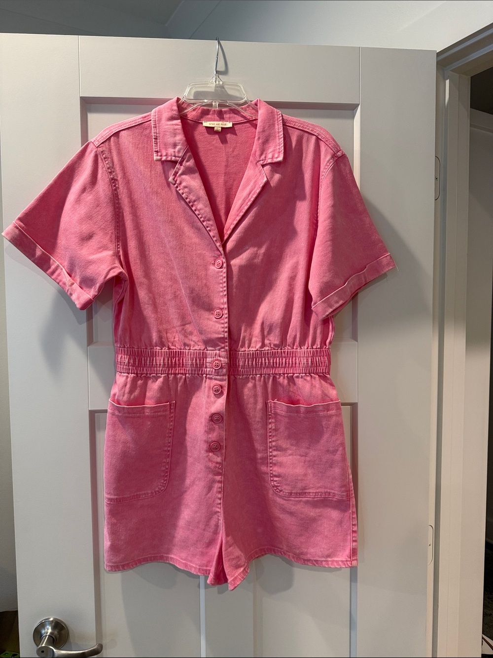 Skies Are Blue Pink Short-Sleeve Romper
